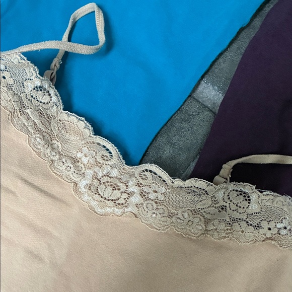 Express Lace Trim Cami Top Set - Blue, Purple, Tan - Picture 2 of 4